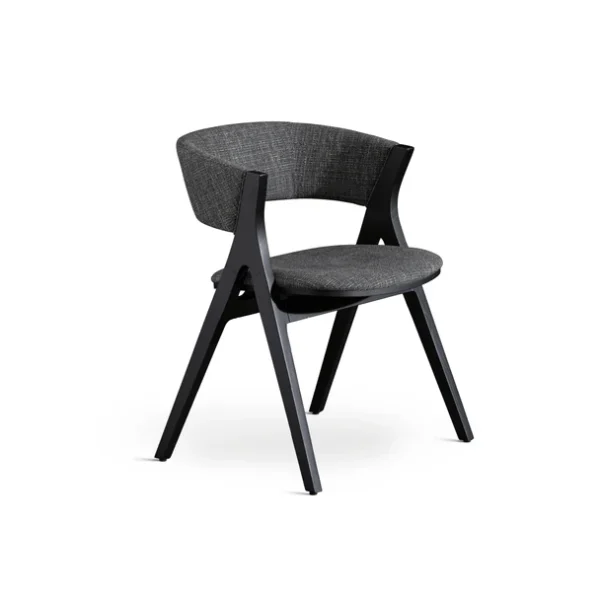 "Stylish Remo chair by Bonaldo featuring warm wood tones and a softly curved backrest."
