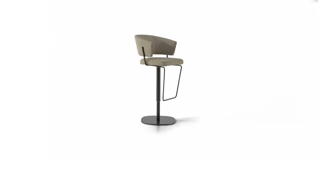 "Angled view of Bahia too showing its enveloping form and refined pedestal base."