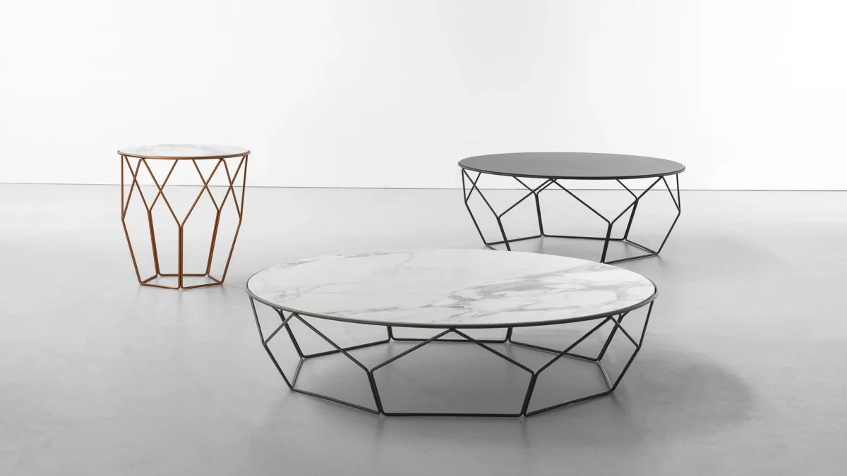 Bonaldo Arbor coffee table with solid painted base version offering magazine rack functionality
