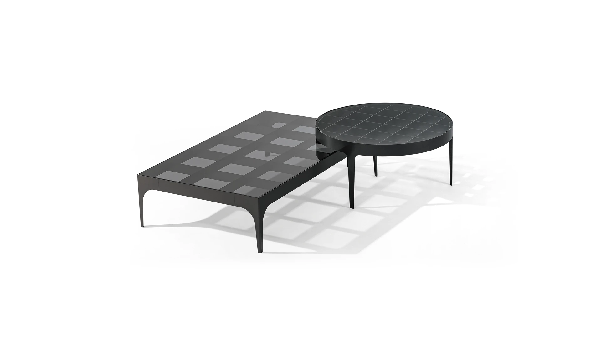 Bonaldo Passion dining table featuring dynamic crisscrossed metal legs in vibrant primary colors supporting a solid wood top