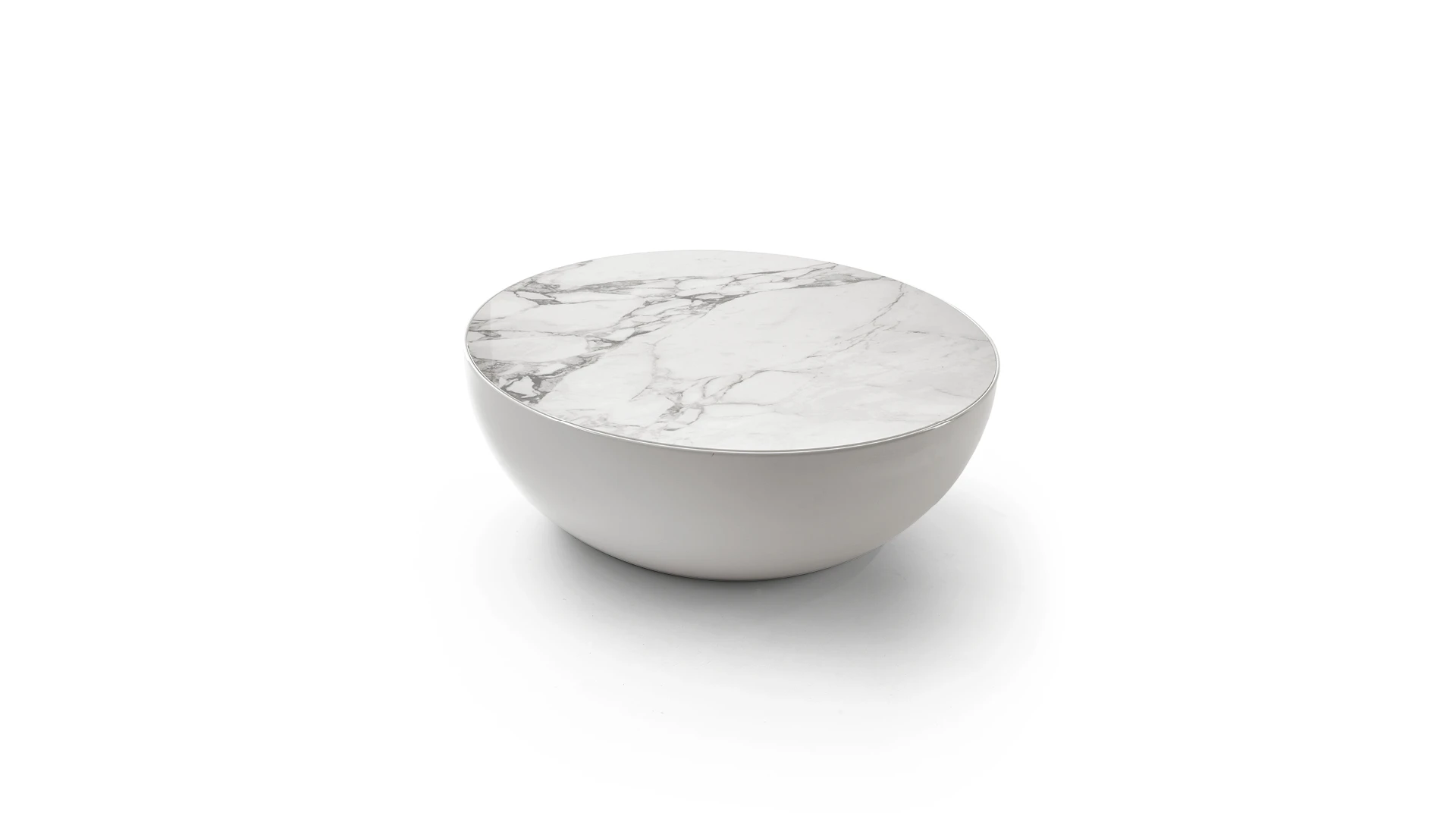 Bonaldo Planet coffee table – hemispherical aluminum base with matte finish and sleek ceramic top (Ø 96 cm × 33 cm)