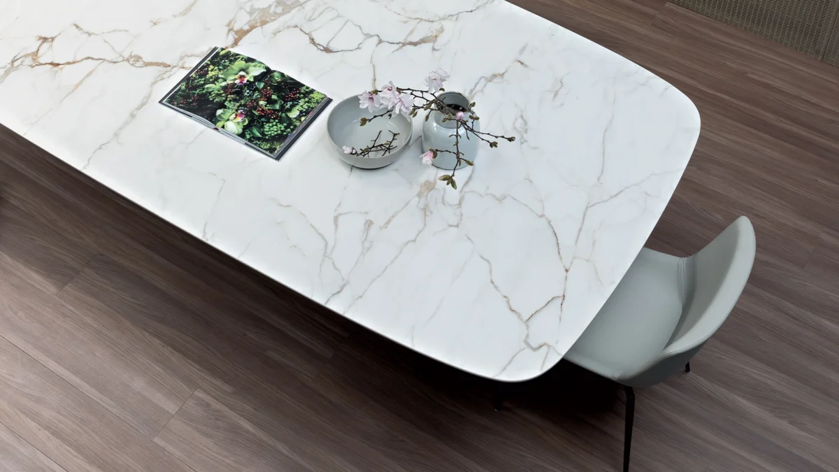 Elegant Art Wood table by Bonaldo—solid wood base with minimal obstruction perfect for luxury dining spaces