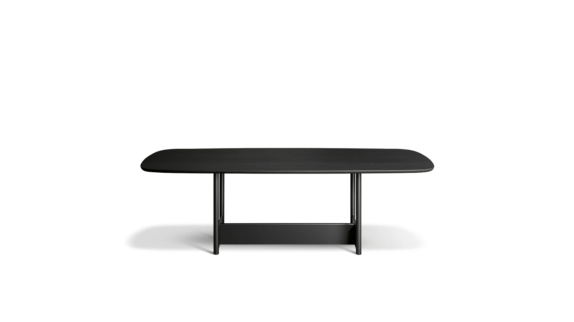Canvas Table by Bonaldo – sculptural barrel-shaped dining table with minimal metal base
