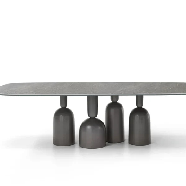 Bonaldo Cop console with polished marble top and inverted stemmed glass–inspired metal base