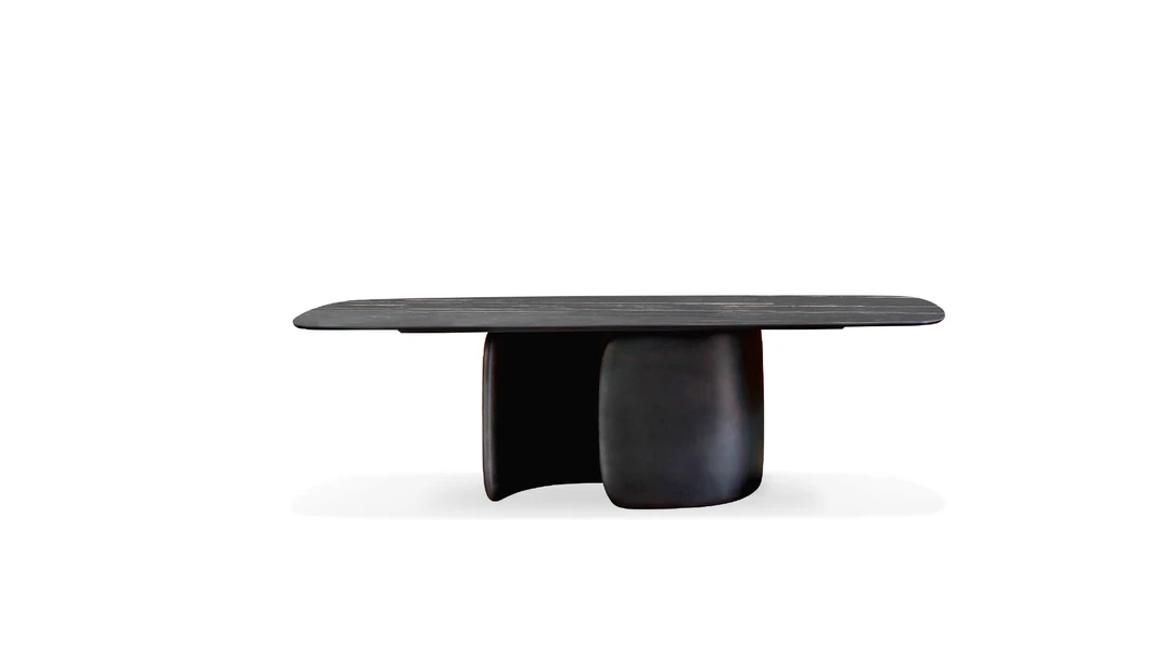"Contemporary Mellow dining table by Bonaldo designed with clean curves and a balanced interplay of organic and geometric forms."