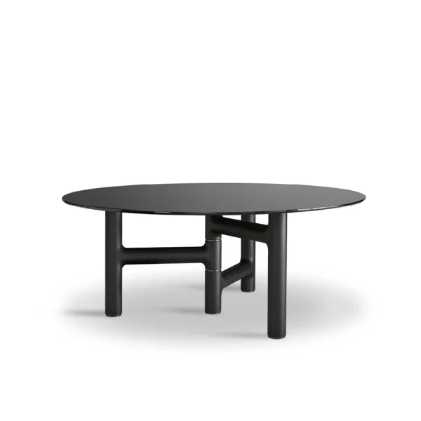Bonaldo Pivot console with rotating tabletop and sculptural metal base for dynamic hallway styling