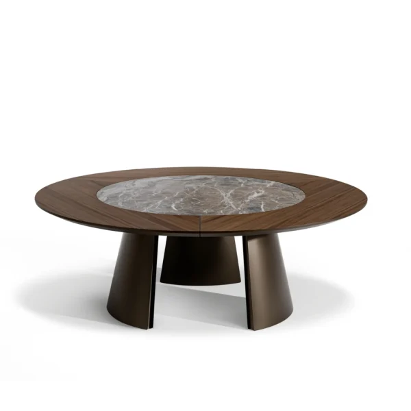 Bonaldo ST Towers side tables with cylindrical metal bases and round tops in contrasting finishes