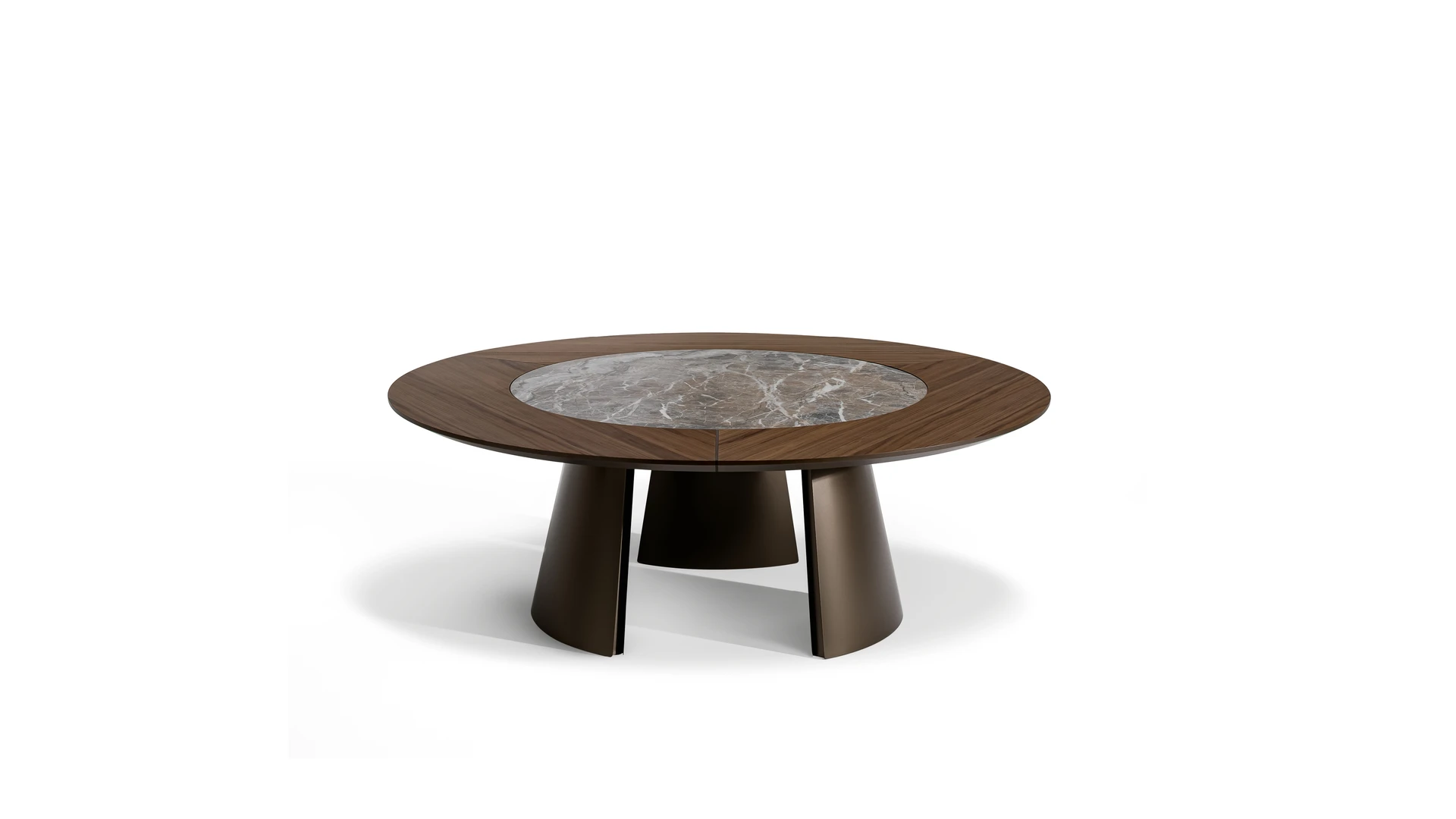Bonaldo ST Towers side tables with cylindrical metal bases and round tops in contrasting finishes