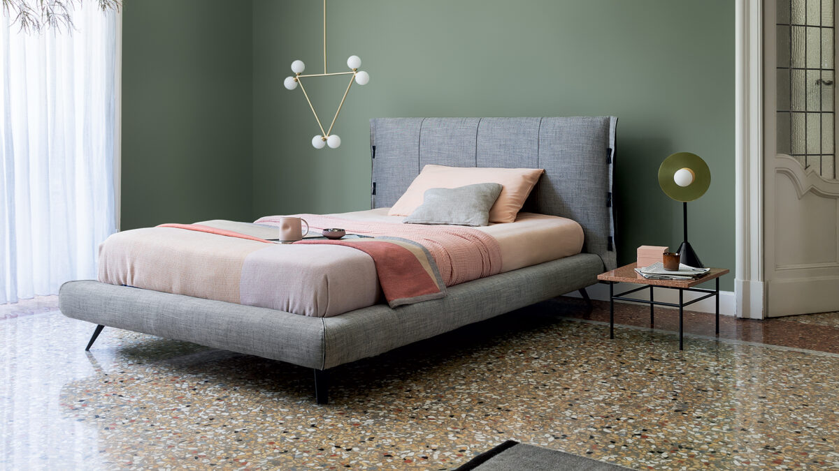 Contemporary Italian upholstered single bed, Cuff by Bonaldo, Birmingham, Michigan.