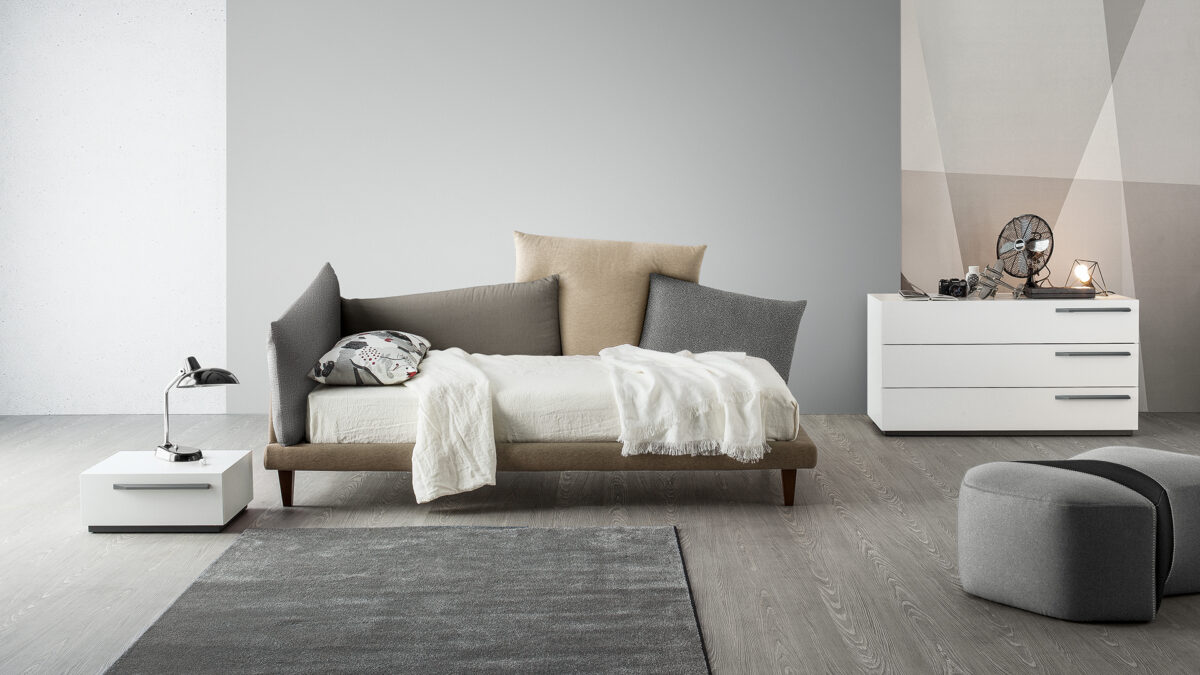 Modern luxury single bed, Picabia by Bonaldo, Royal Oak, Michigan.