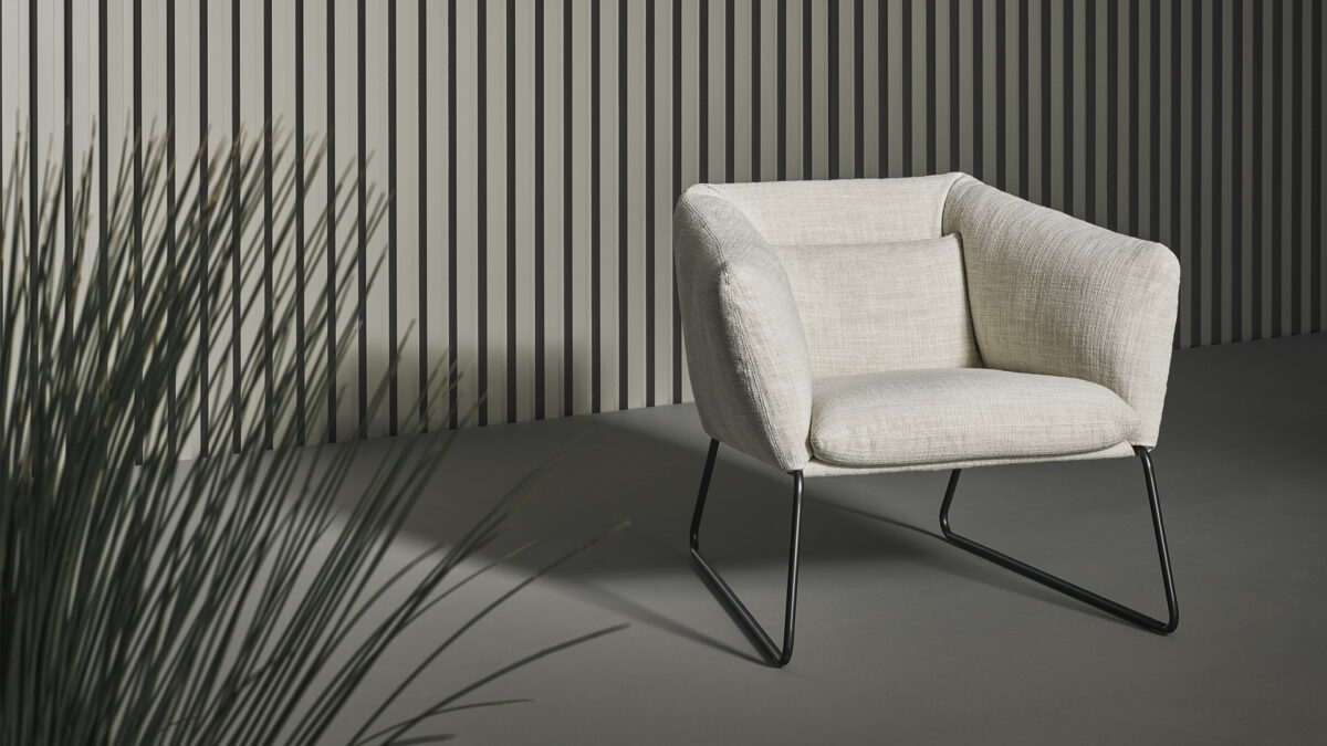 Modern upholstered chair, Nikos by Bonaldo, Royal Oak, Michigan.