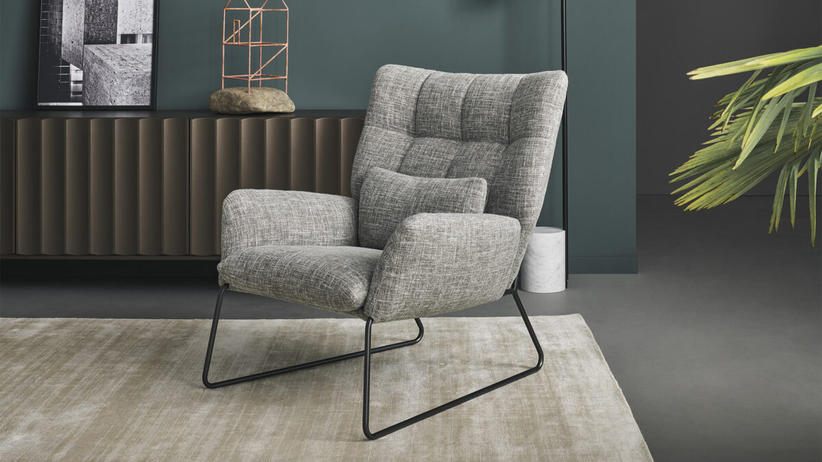 Modern upholstered chair, Nikos by Bonaldo, Royal Oak, Michigan.