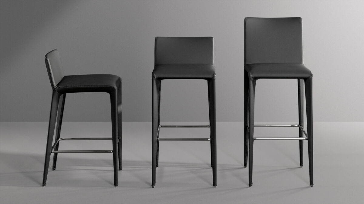 "Side profile of Filly Up too chair with extended cushioning and four-star rotating base."