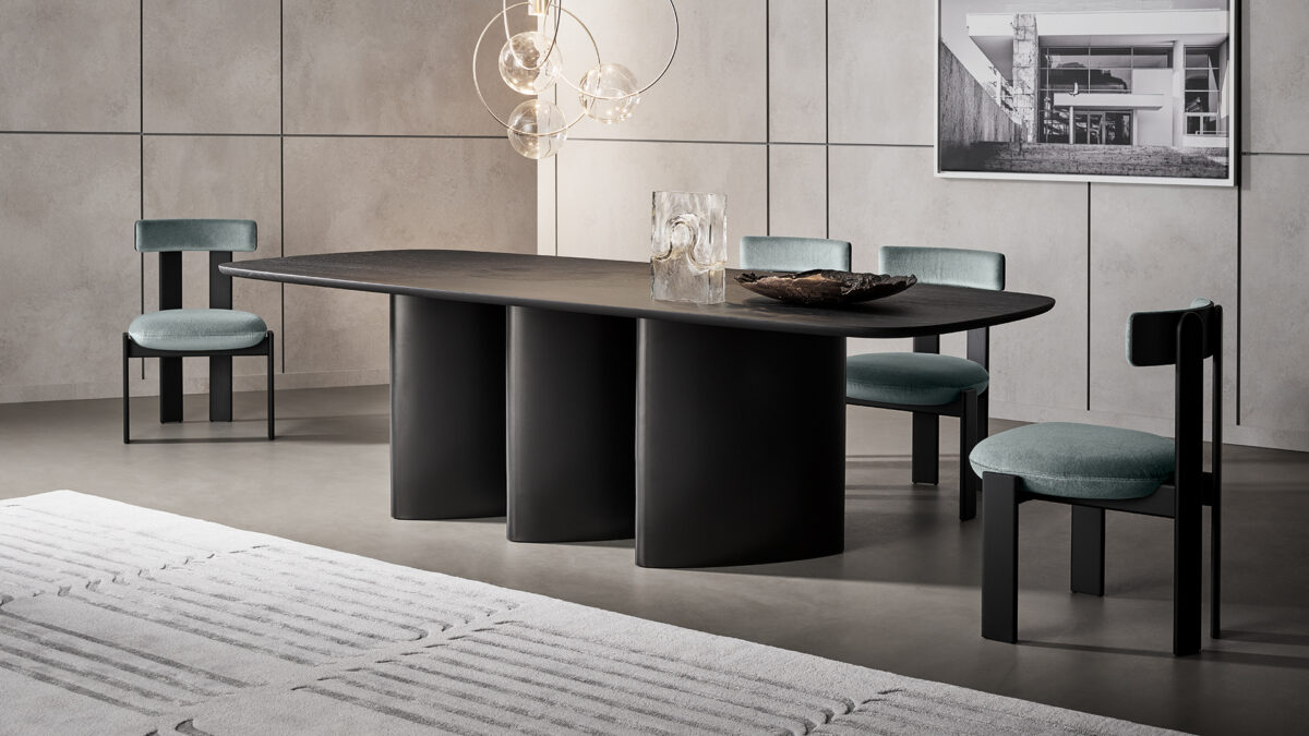Bonaldo Louver Table with architectural design inspired by ancient temple entrances