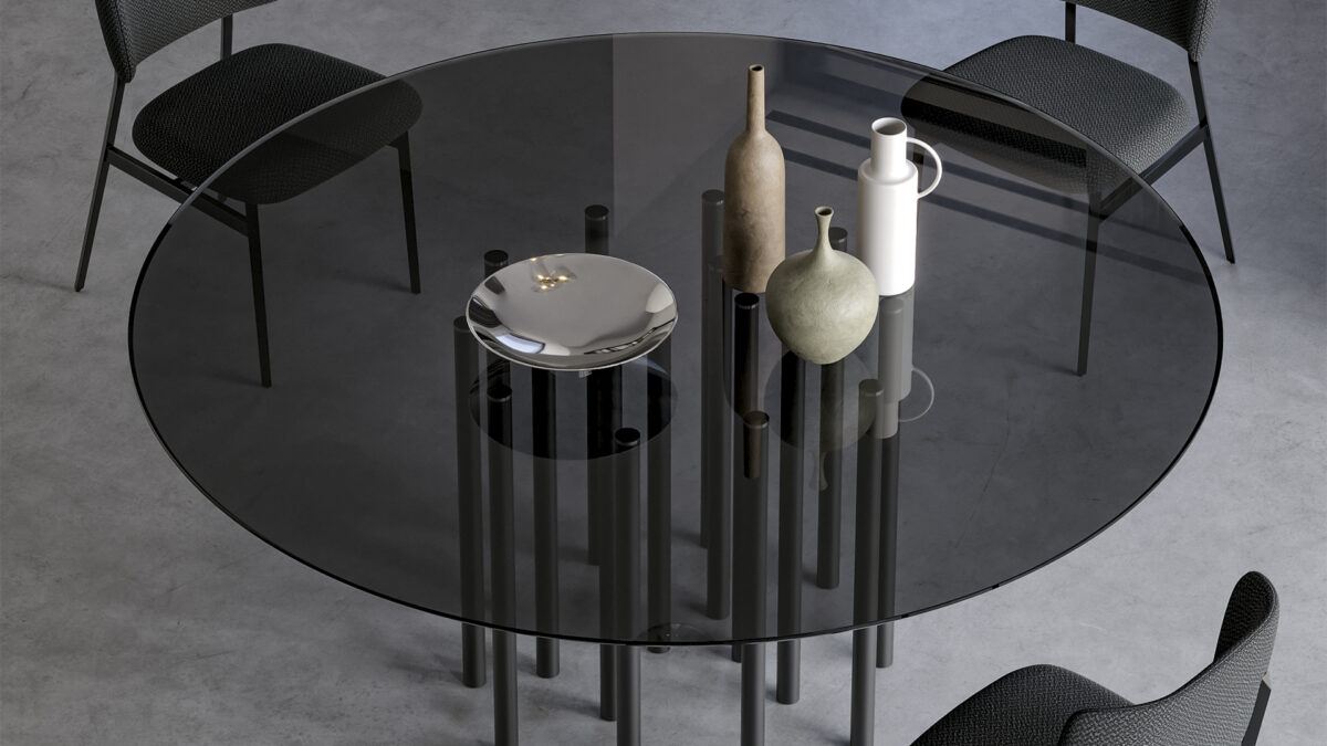 Bonaldo What sideboard in dark grey with asymmetrical cabinet doors