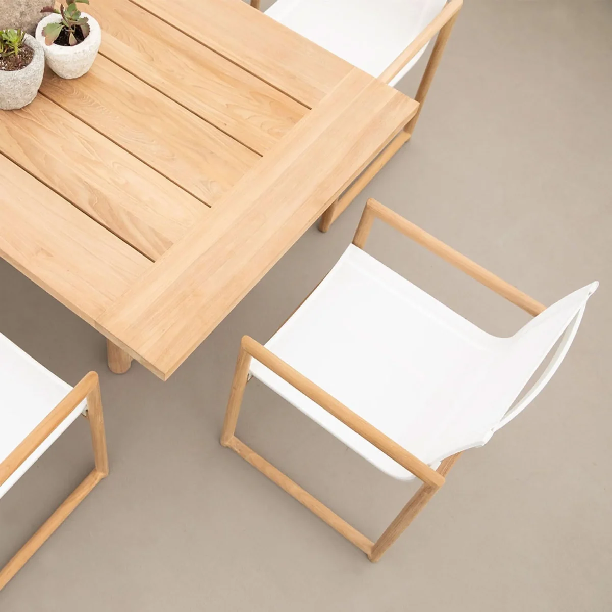 “Breeze XL Teak Dining Chair by Harbour – oversized outdoor chair with wide teak frame and rope back”