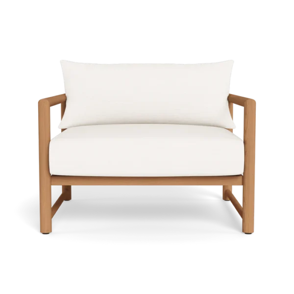 “Breeze XL Teak Lounge Chair by Harbour – wide outdoor chair with natural teak frame and deep cushions”