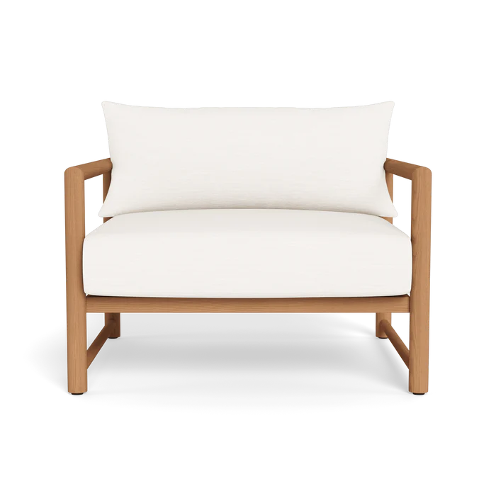 “Breeze XL Teak Lounge Chair by Harbour – wide outdoor chair with natural teak frame and deep cushions”