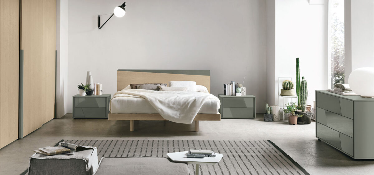 “Charlie bed by Tomasella – modern Italian bed with tall cushioned headboard, soft upholstery, and minimalist frame design”