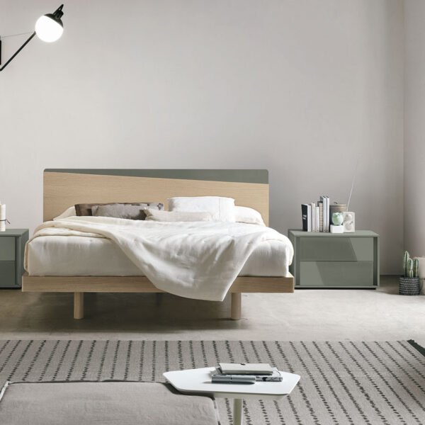 “Charlie bed by Tomasella – modern Italian bed with tall cushioned headboard, soft upholstery, and minimalist frame design”