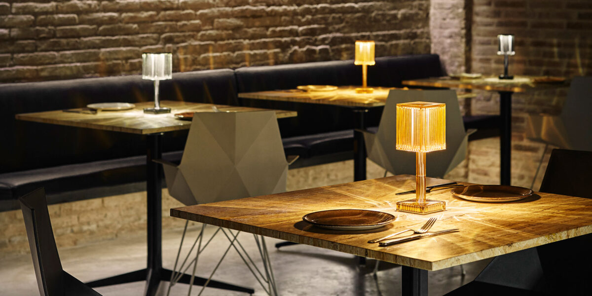 Italian-designed Gatsby Prisma lamp casting ambient glow