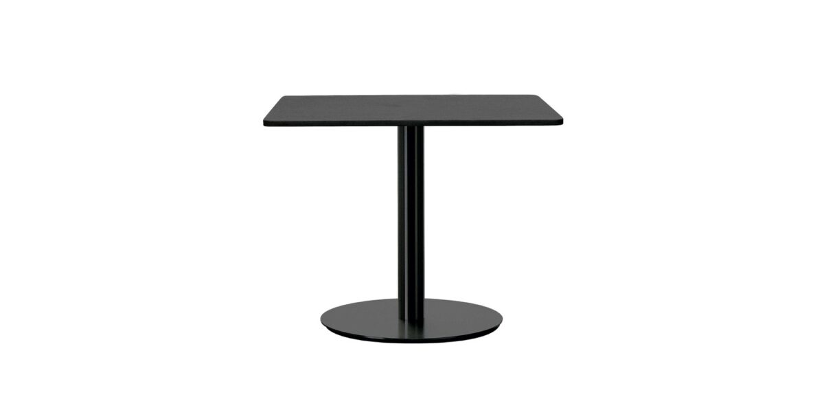 “Detail of base detachability: a round pedestal and top removed for modular assembly on a Break table.”