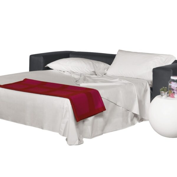“Detail close-up of Cuba 25 sofa-bed’s mattress edge and piping accents on removable fabric covers.”