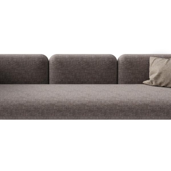 “Back view of Hobo Contract sofa showing straight back cushions mounted on evenly spaced wooden legs.”
