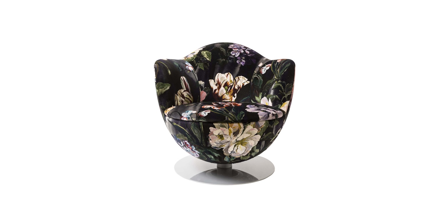 Whimsical and modern Dalia armchair with blooming silhouette and artistic flair by Cappellini.