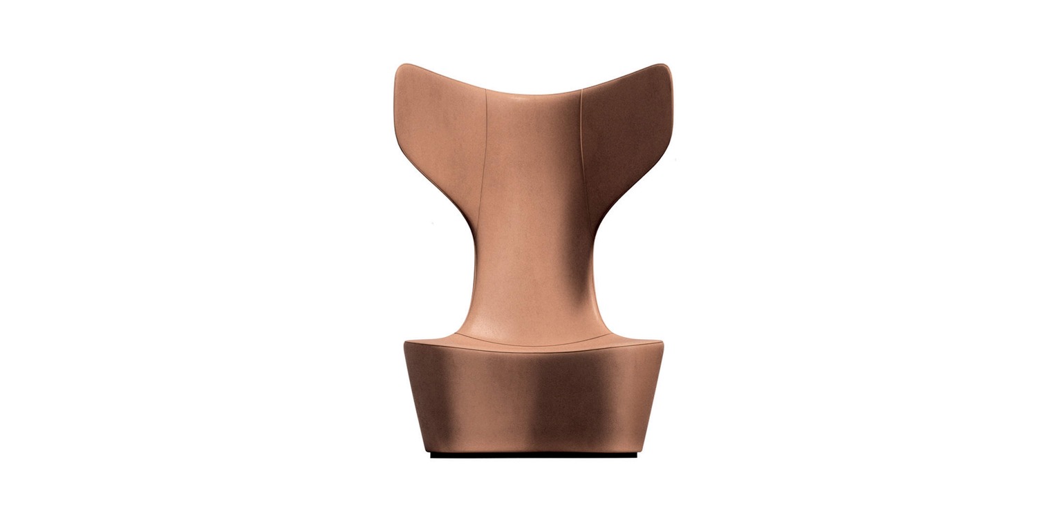 "Modern decorative furniture piece with faceted design, Drum by Cappellini in bold blue."
