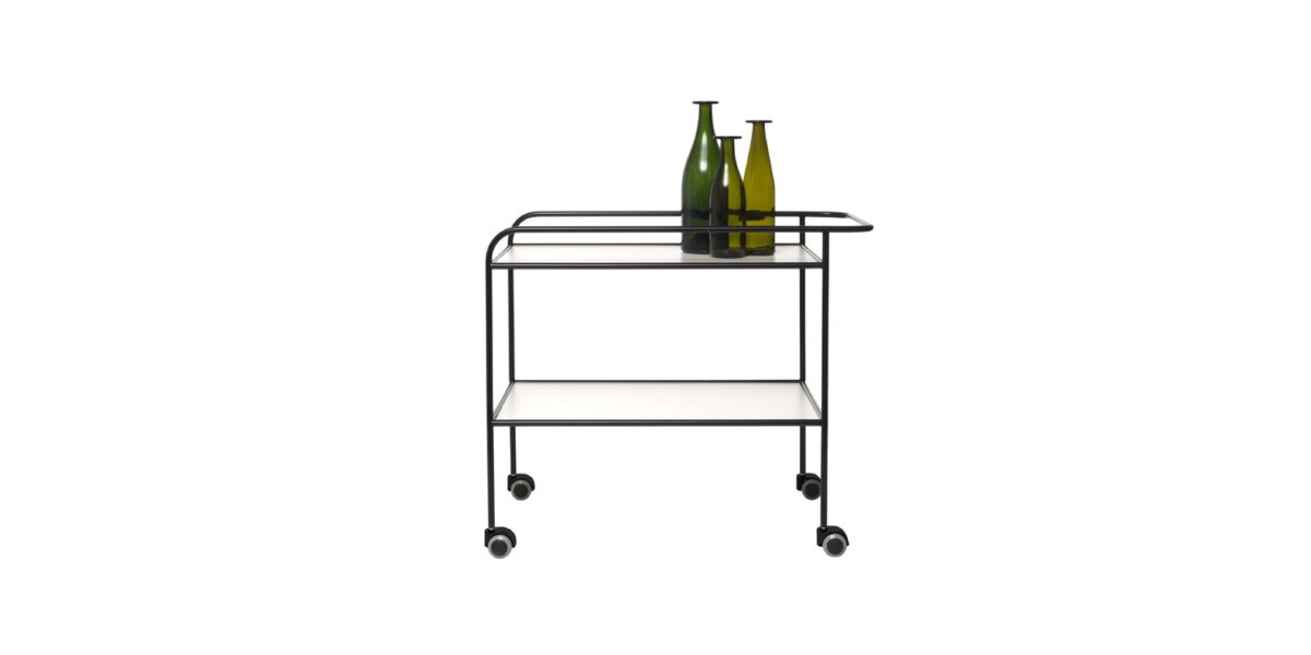 "Designer drink trolley with lightweight tubular frame and functional layout – Cappellini."