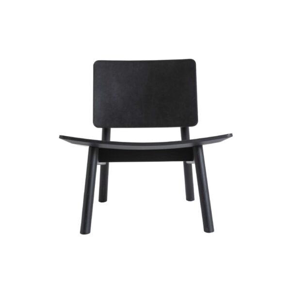 "Hiroi Armchair with saddle leather upholstery in a well-lit interior space, highlighting its elegant design."