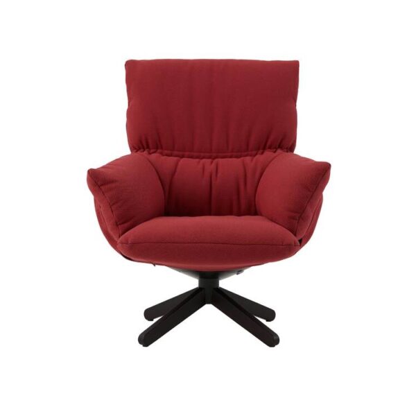 "Lud'o Lounge chair in vibrant fabric cover, illustrating its customizable 'dressable' design."