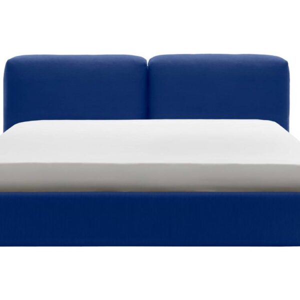 "Modern low-profile bed featuring elongated upholstered headboard – Oblong Plus by Cappellini."