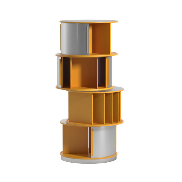 "Combi Center Limited by Cappellini – modern cylindrical storage unit with matte lacquered wood and aluminum details."