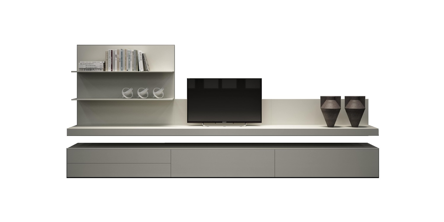 "Freestanding Flexi Container system by Cappellini in customizable heights and widths, combining wood and metal elements."