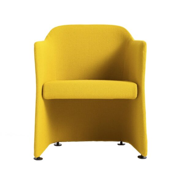 "Detail shot of San Siro’s thin seat profile and tapered metal legs, illustrating its clean, lightweight aesthetic."