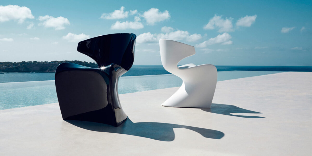WING CHAIR by Vondom in sleek white finish – modern outdoor lounge seating