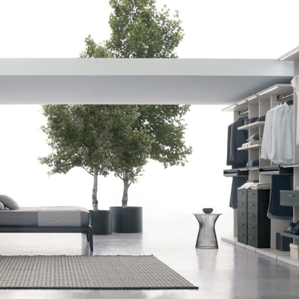 “Italian design Doxa Walk-in wardrobe by Tomasella – stylish customizable walk-in closet interior”