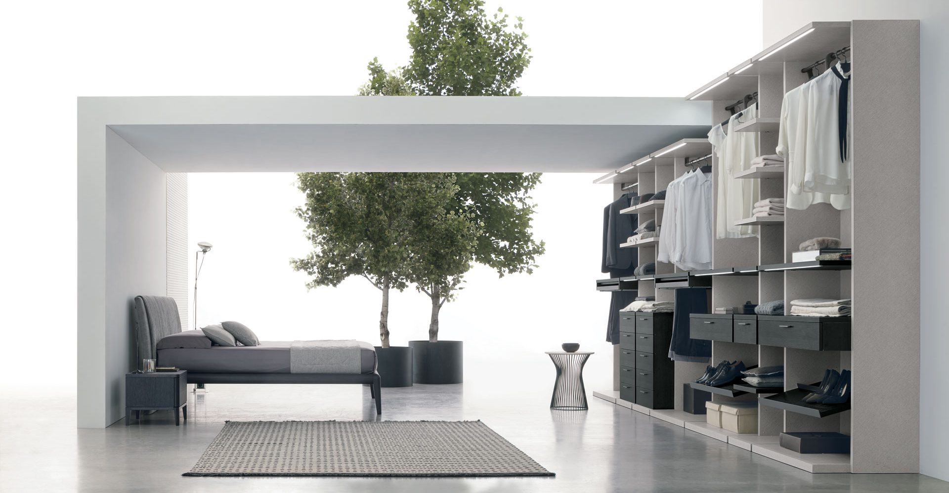 “Italian design Doxa Walk-in wardrobe by Tomasella – stylish customizable walk-in closet interior”