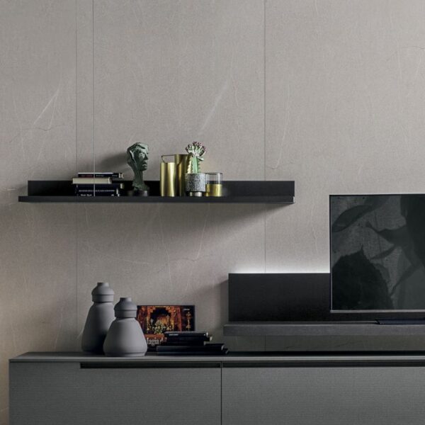 “Tomasella Elle & Filo collection – contemporary modular furniture combining open shelves and integrated workspace in sleek style”