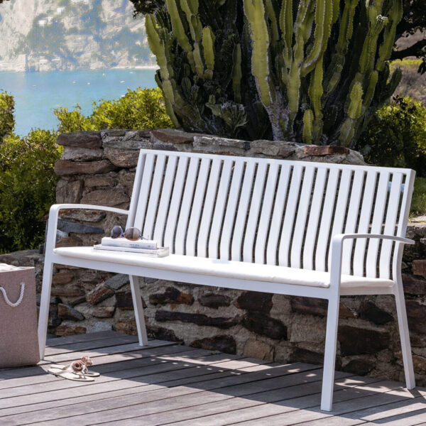 Lady Bench by Talenti – elegant outdoor bench with sleek frame and plush cushioning