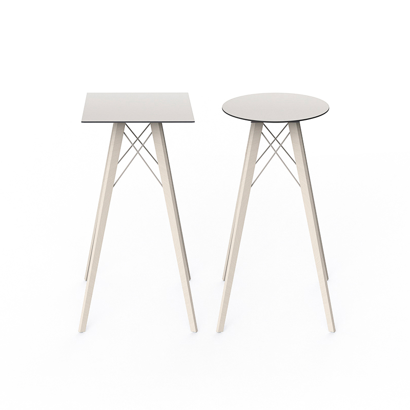 FAZ Wood High Table by Vondom – modern outdoor high table with angular top and natural wood legs