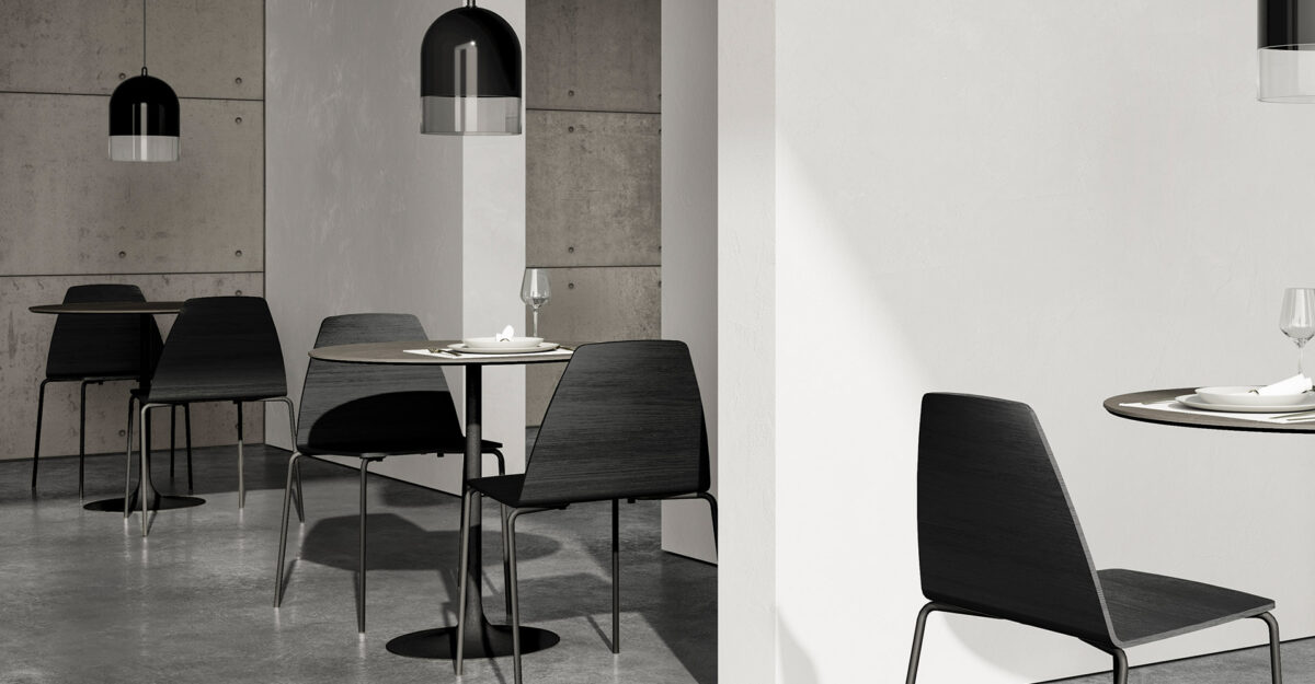 “Sovet Flute Bar – contemporary bar-height table featuring clean lines and refined Italian design”