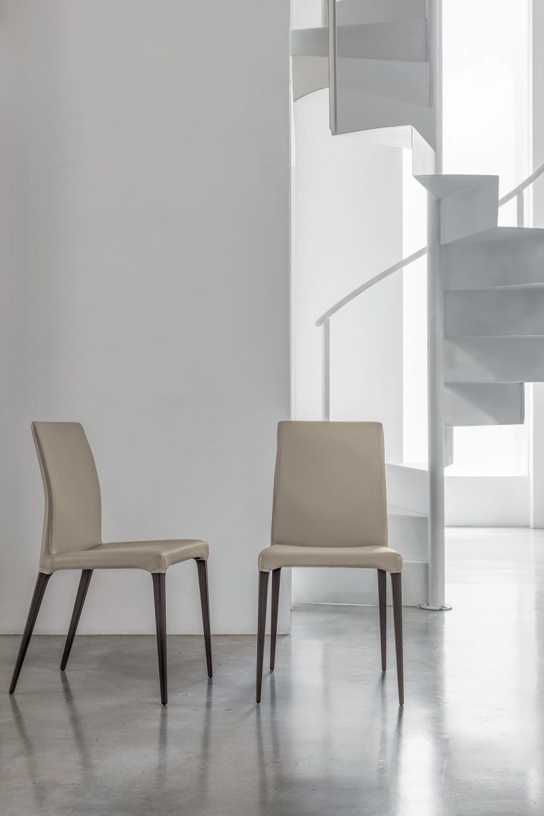 “Fly chair by Tomasella – modern Italian chair with sleek upholstered seat and minimalist metal frame”