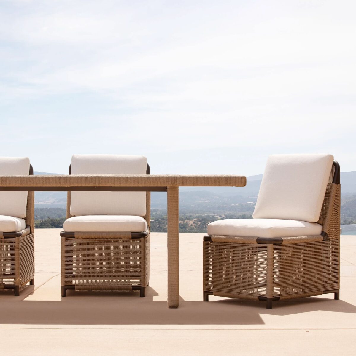 “Formentera Armless Dining Chair by Harbour – minimalist outdoor chair with natural teak frame”