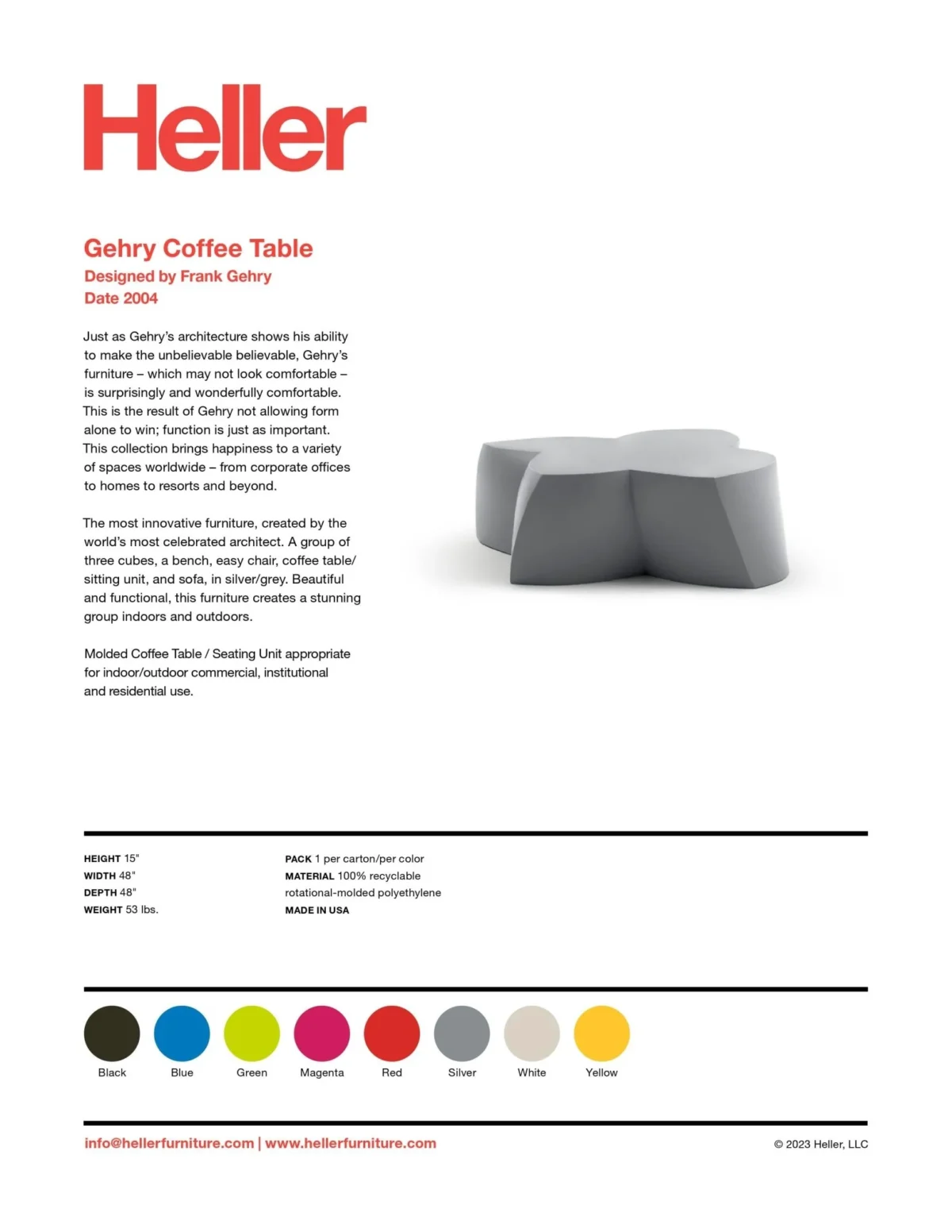 Gehry Coffee Table by Heller, perfect for modern living rooms in Troy, Michigan.