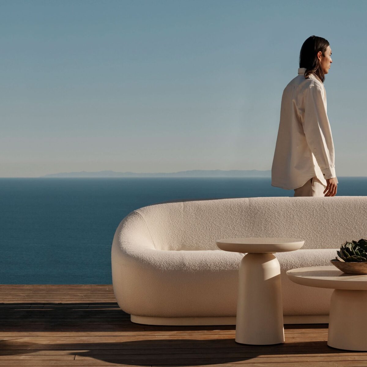 “Back view of Harbour Gio Sofa – elegant 3-seat outdoor lounge with clean architectural form”