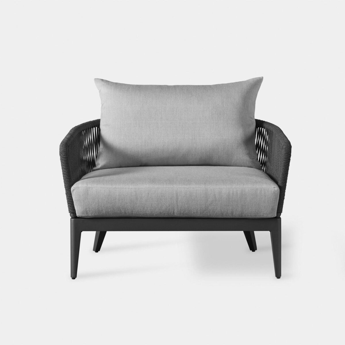 “Outdoor Hamilton Lounge Chair by Harbour – contemporary silhouette with armrests”