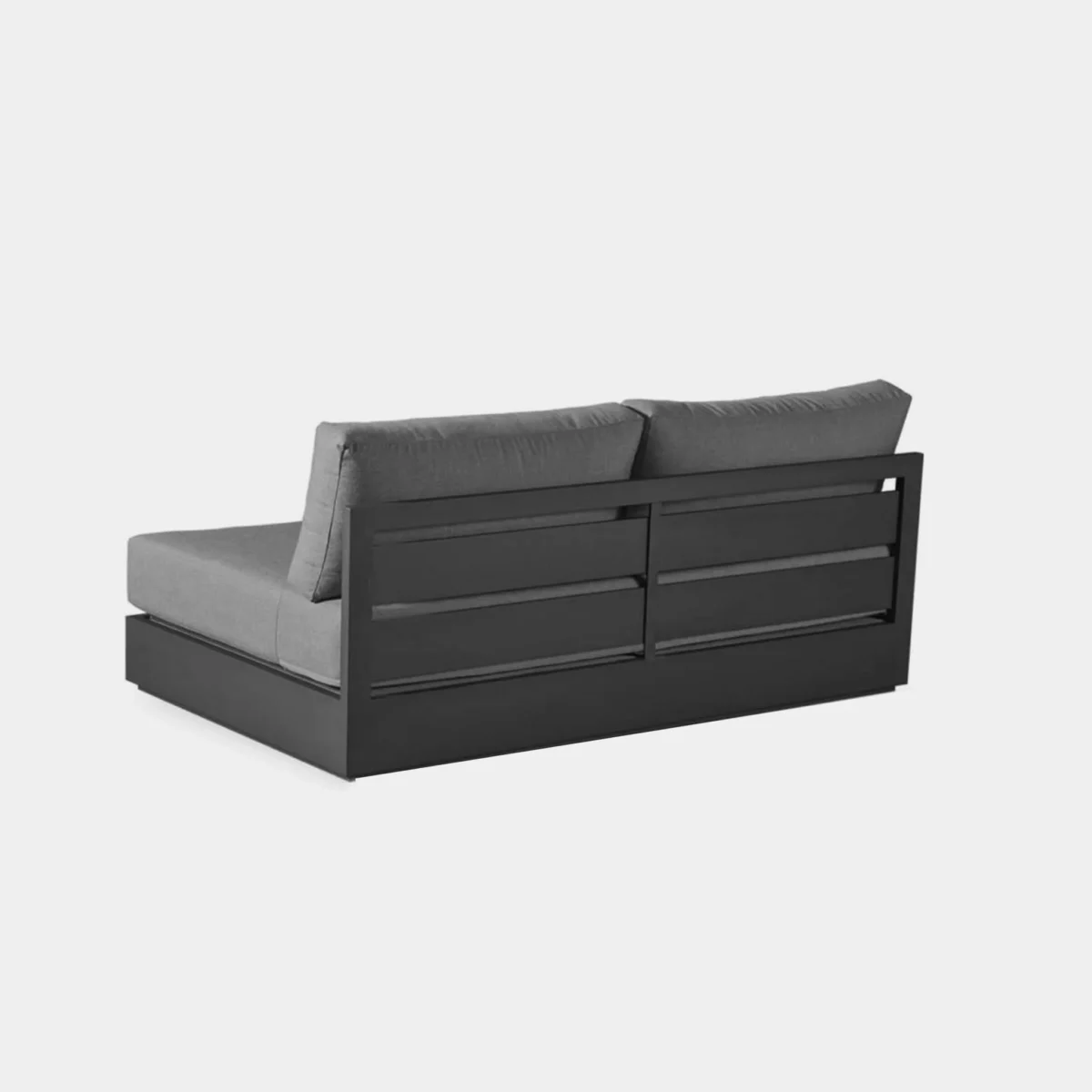 “Top-down view of Hayman Aluminum Sofa – two-seat patio lounge with armless versatility”
